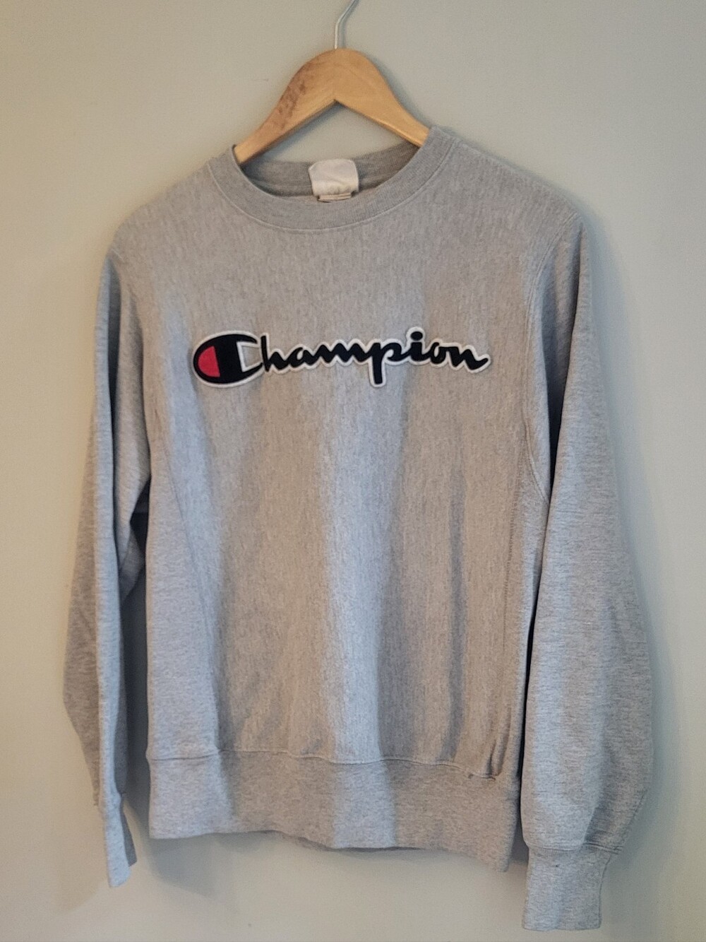 Champion Light Gray Crewneck Sweatshirt with Logo